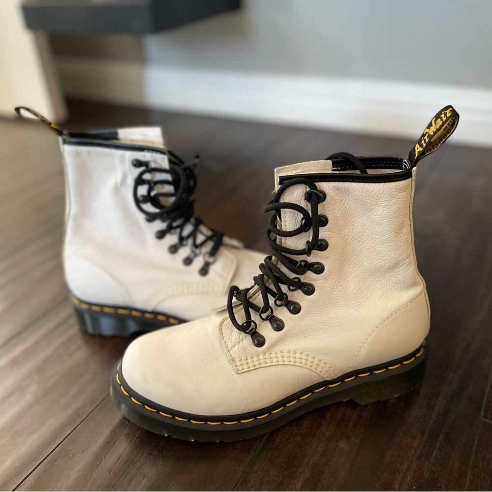 White leather Dr. Martens